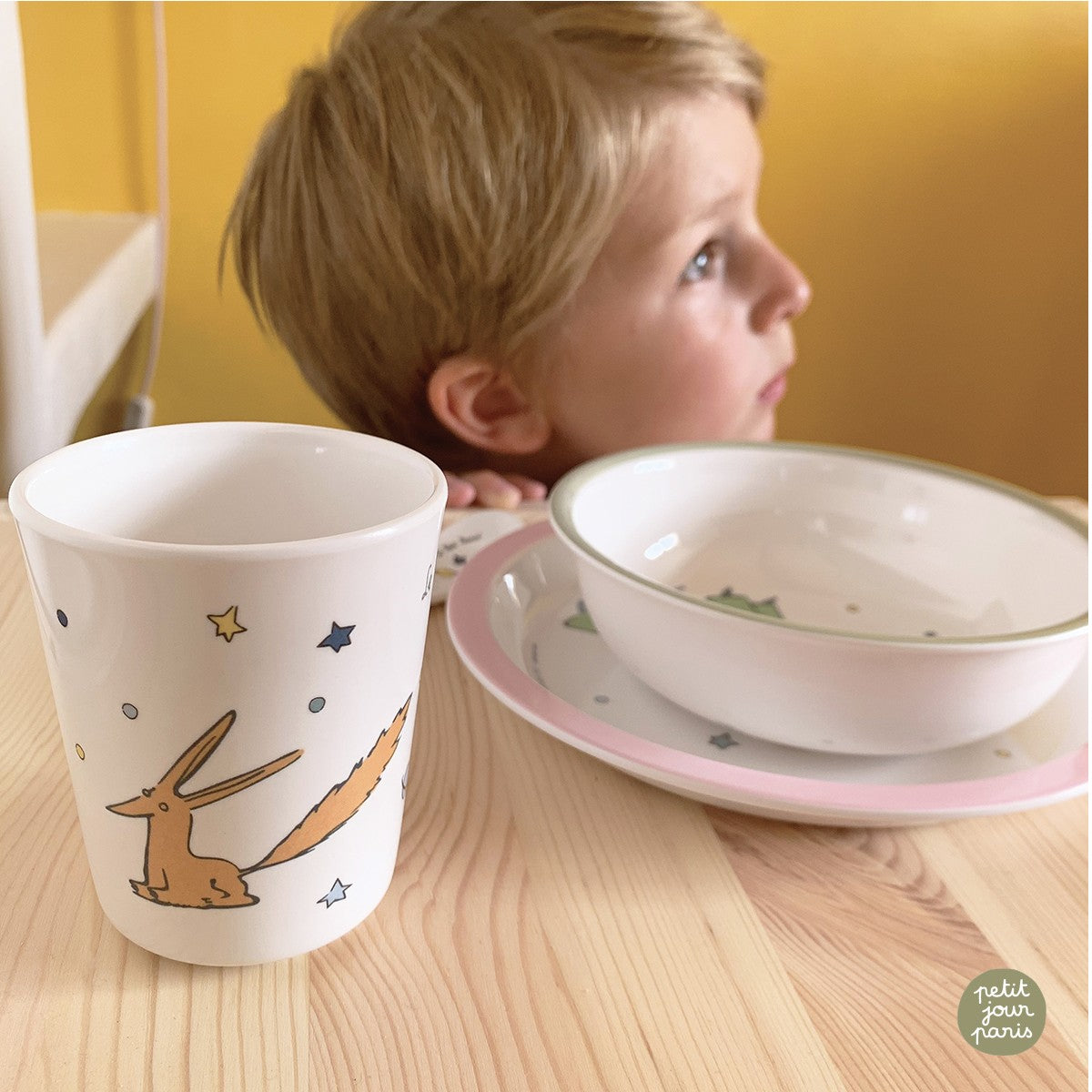 Petit Jour Paris børneservice i gaveæske m. 5 dele, Den lille prins - Lyserød