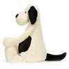 Jellycat bamse, Bashful hund, creme/sort, virkelig stor hund - 108 cm