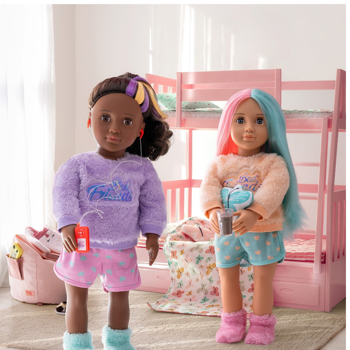 Our Generation dukketilbehør, Køjeseng med sommerfugle