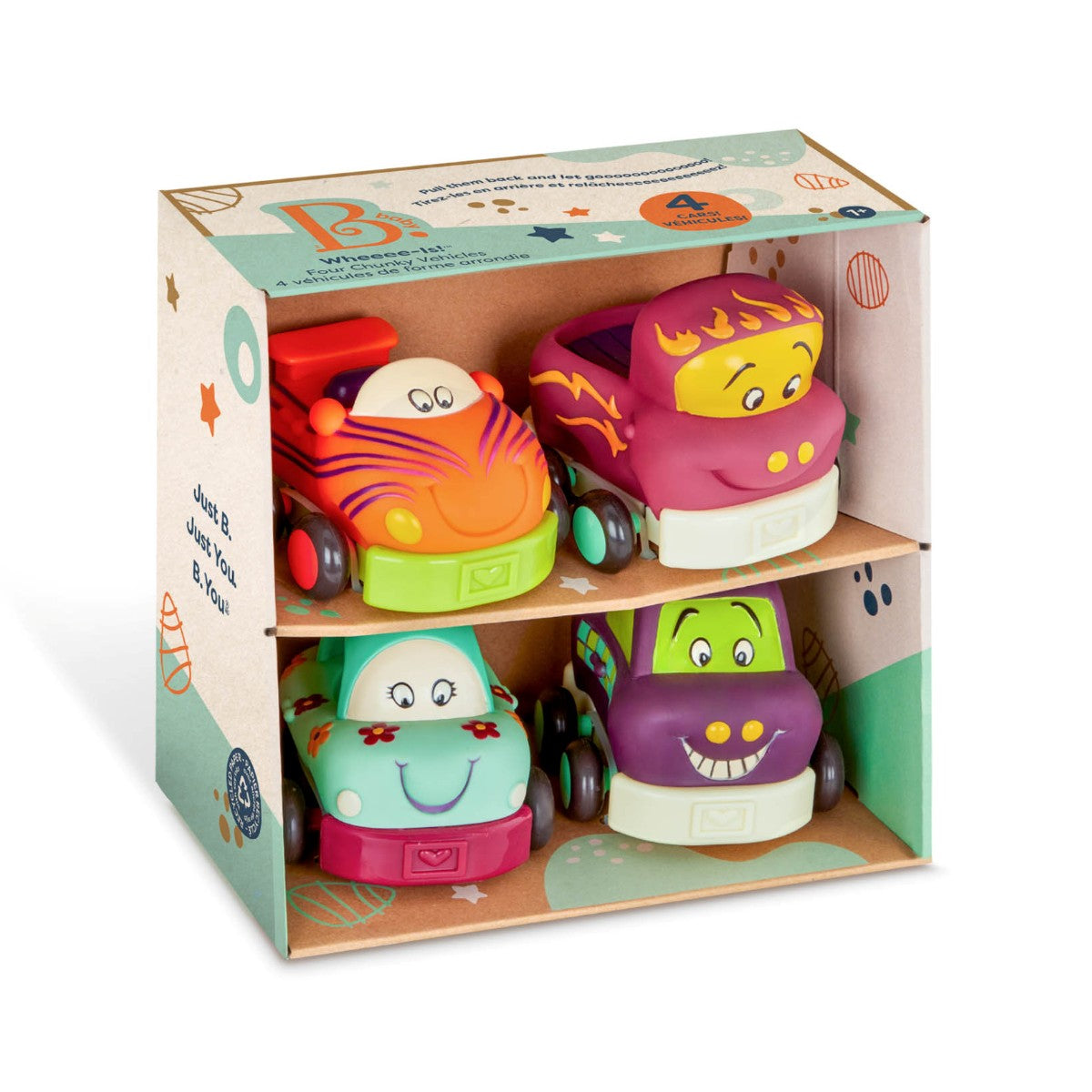 Wheeee-ls træk-tilbage biler, 4 stk - mint