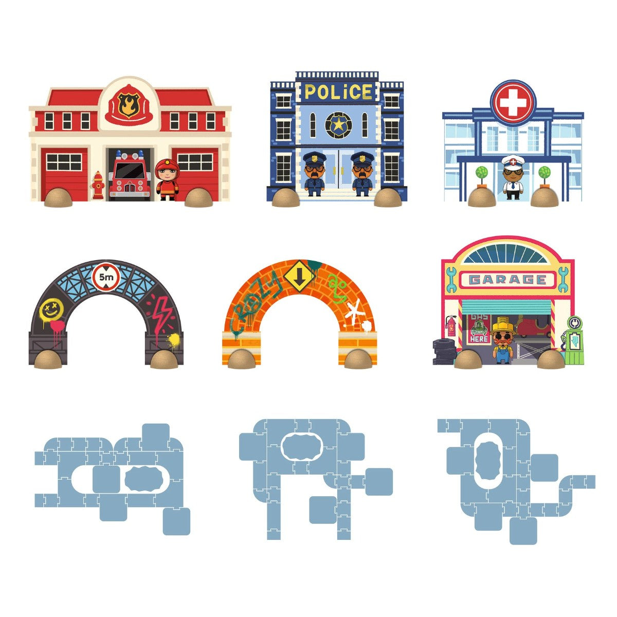 Crazy Motors, vejpuslespil Byen - 33 brikker