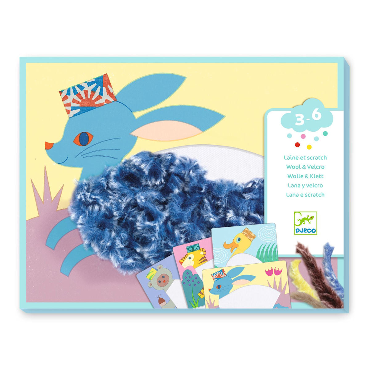 Djeco Kreativt sæt med uldgarn, Fluffy dyr