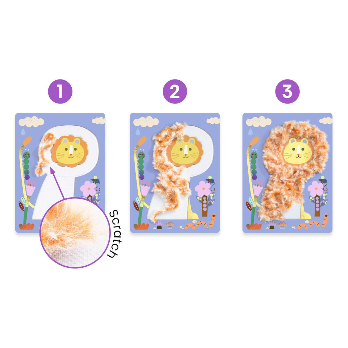 Djeco Kreativt sæt med uldgarn, Fluffy venner