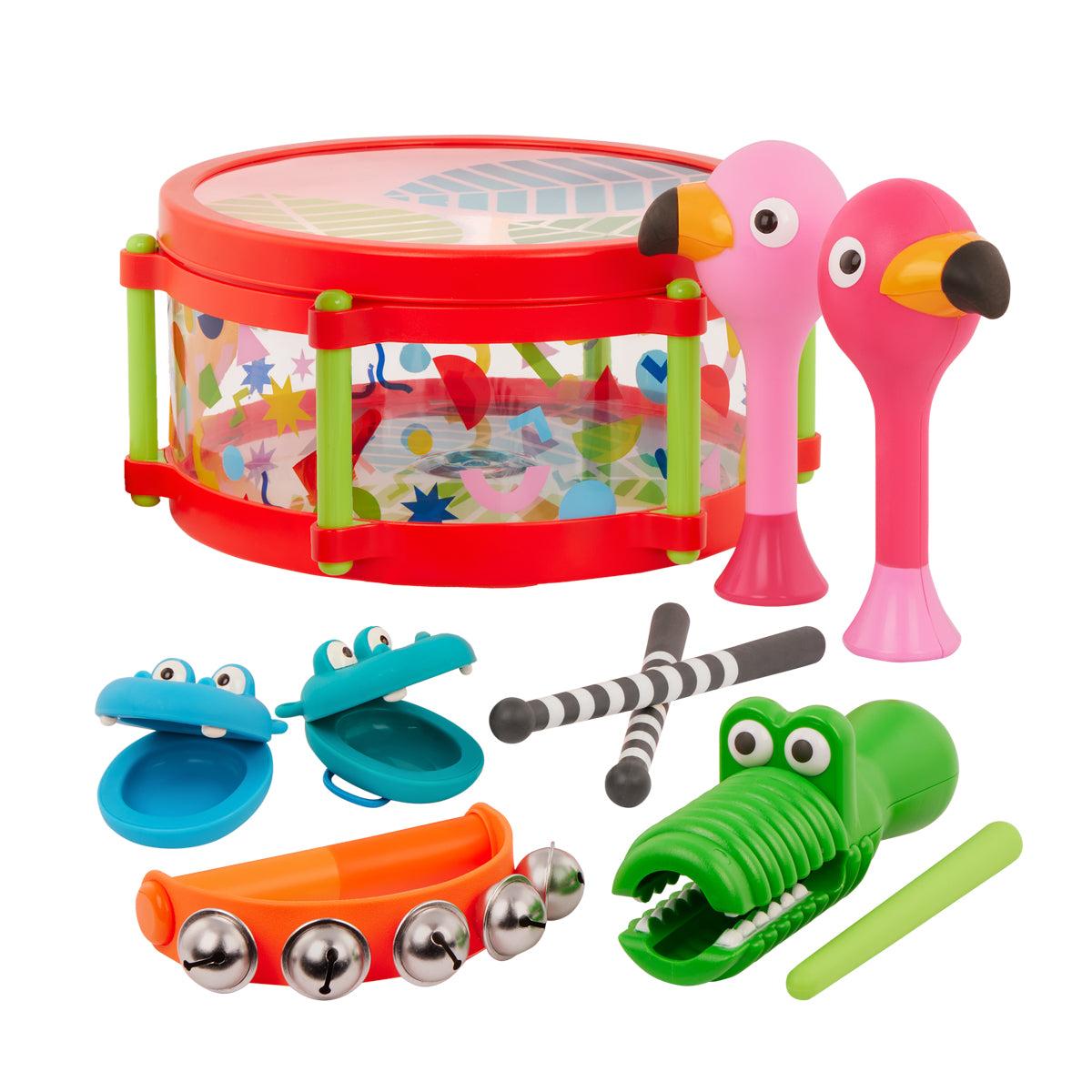 Battat Trommesæt m. 4 ekstra musikinstrumenter - Fra 18 mdr.