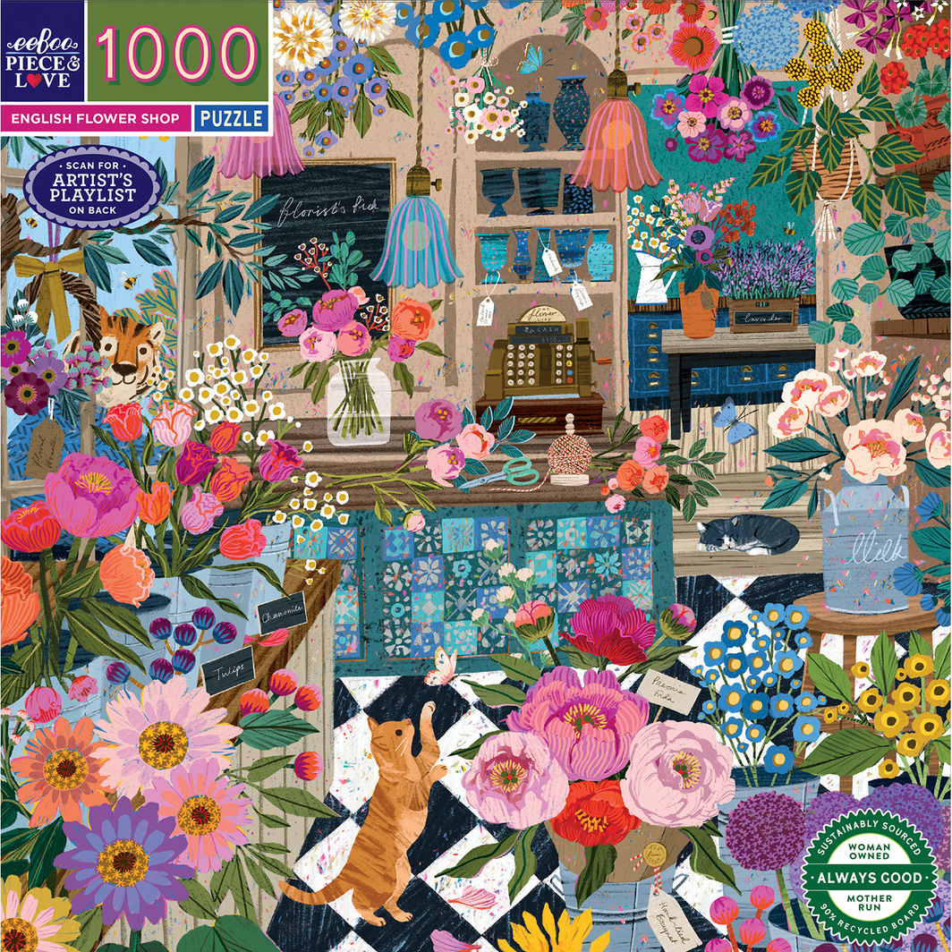 eeBoo Puslespil 1000 brk, English Flower Shop