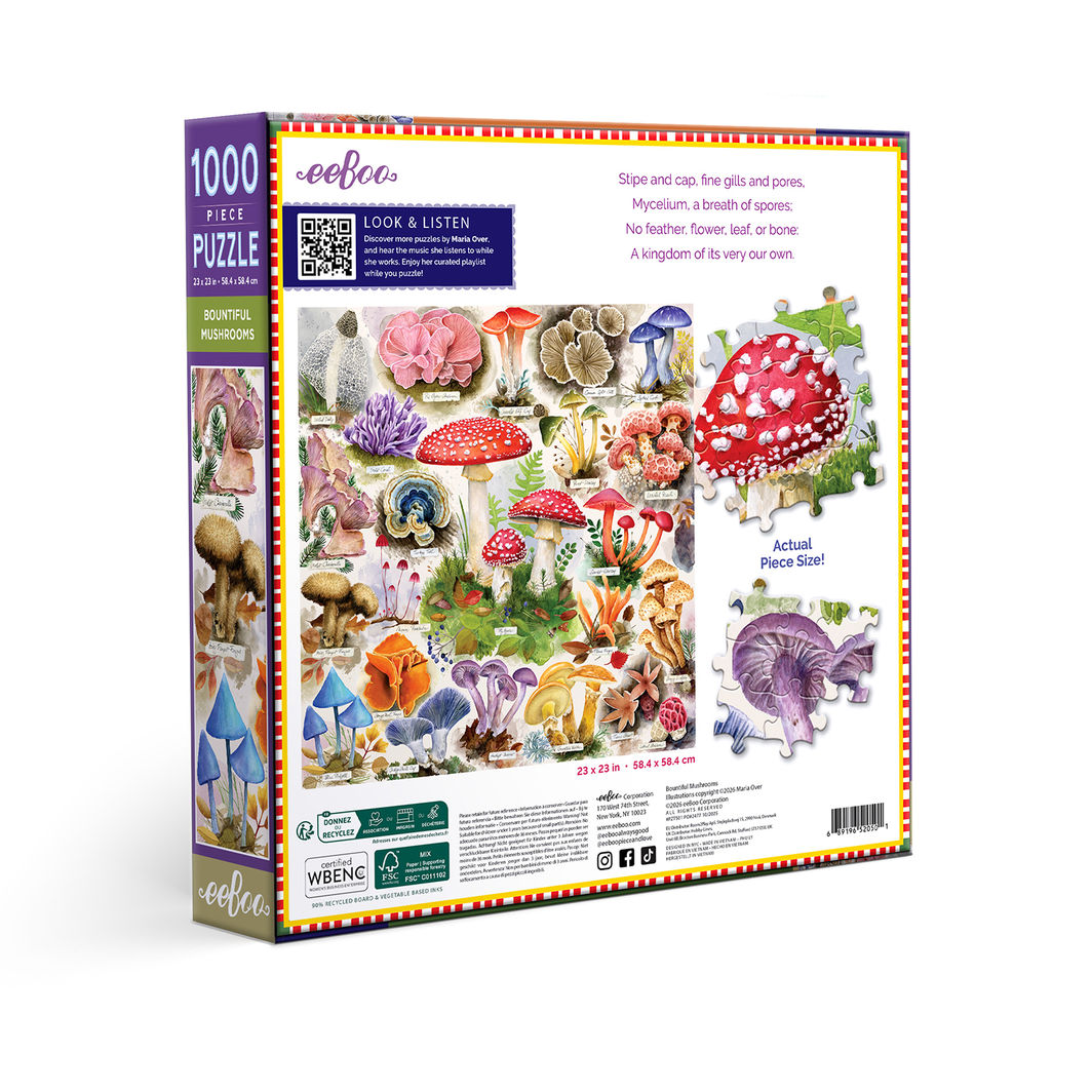 eeBoo Puslespil 1000 brk, Bountiful Mushrooms