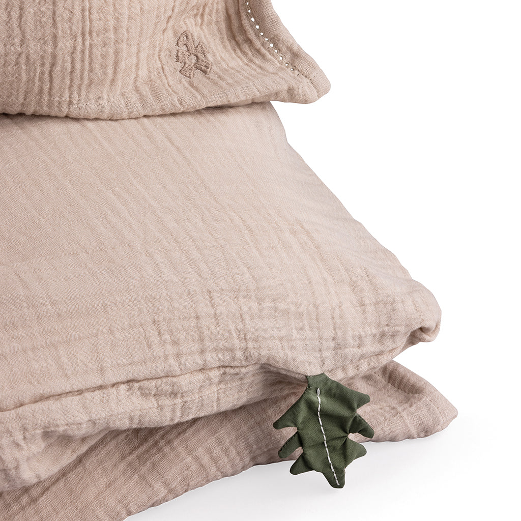 Sebra Juniorsengetøj, musselin - Seabreeze beige