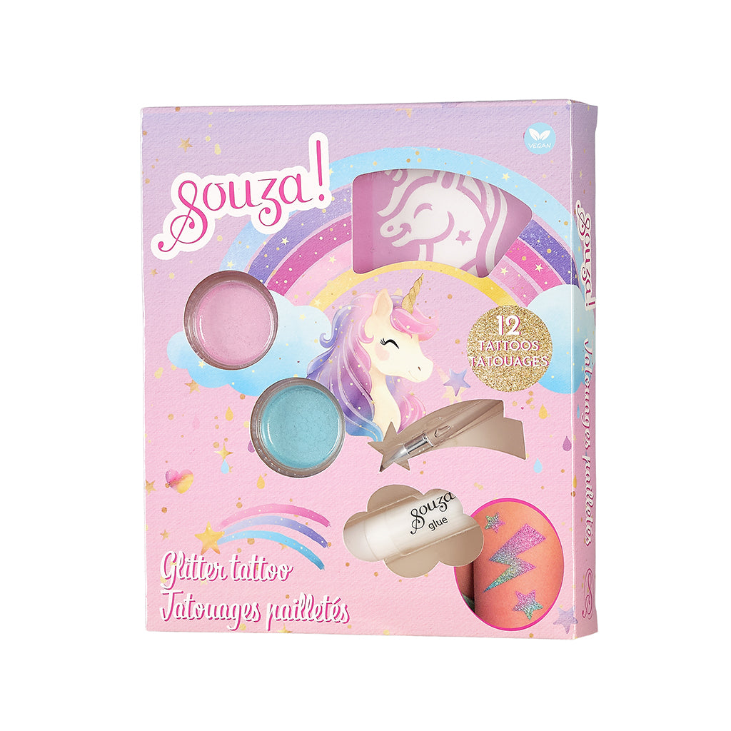 Souza glitter tatoveringssæt, Unicorn