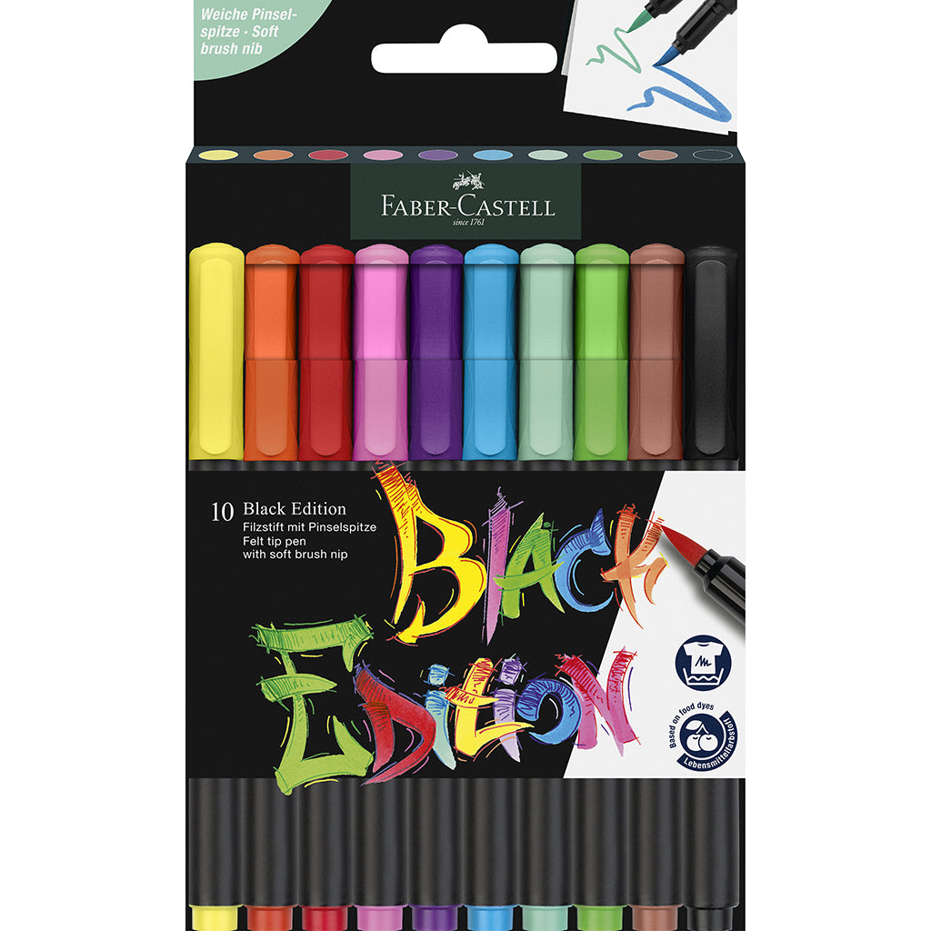 Faber-Castell, Black Edition marker tuscher m. penselspids, 10 stk