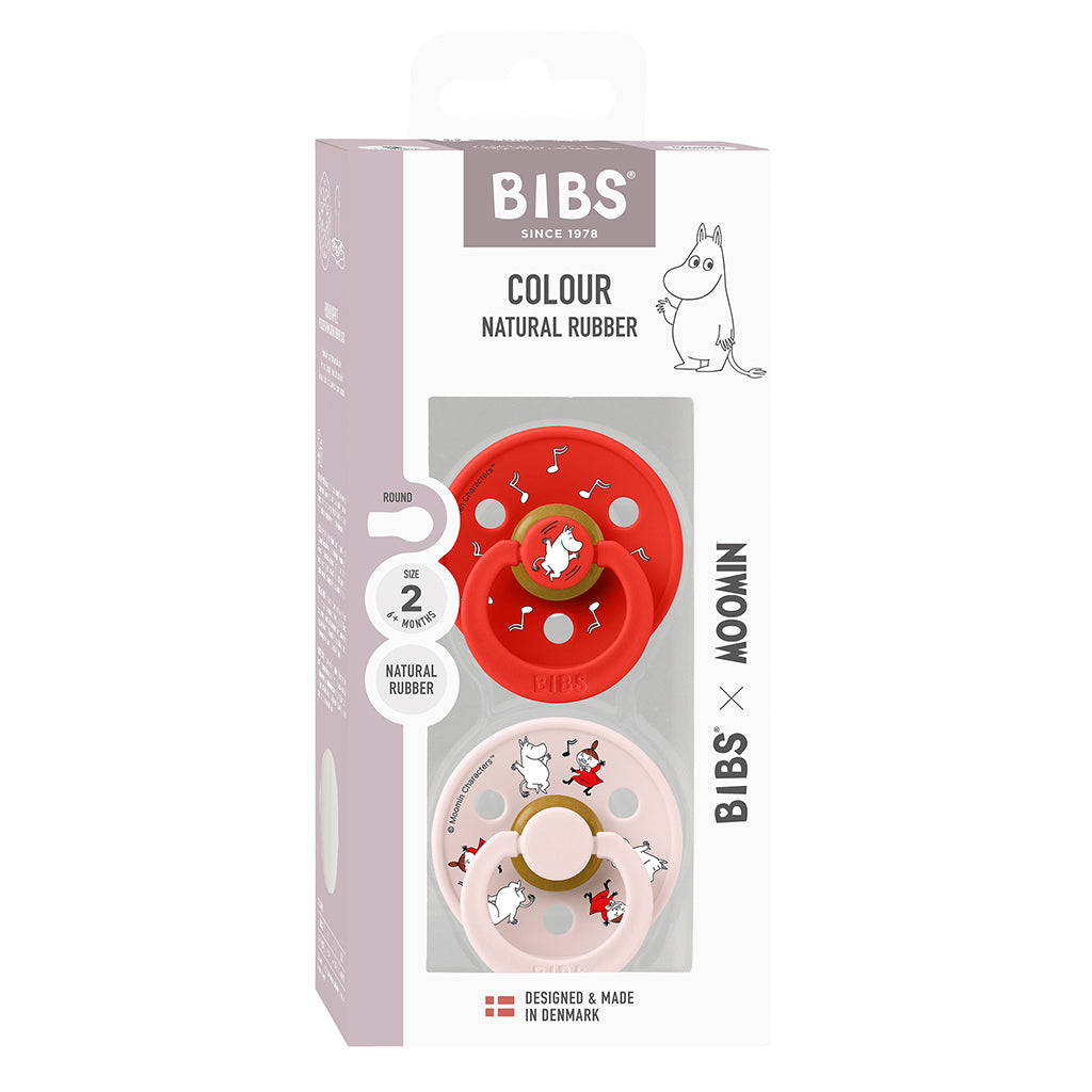 Bibs sut i naturgummi, 2-pak, str. 2 - Moomin, Dancing Candy - Apple mix