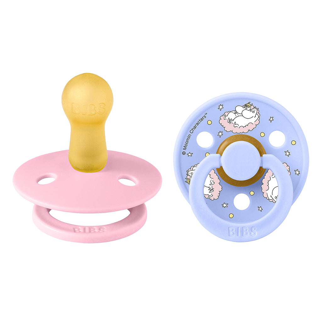 Bibs sut i naturgummi, 2-pak, str. 2 - Moomin, Dreaming - Baby Pink mix
