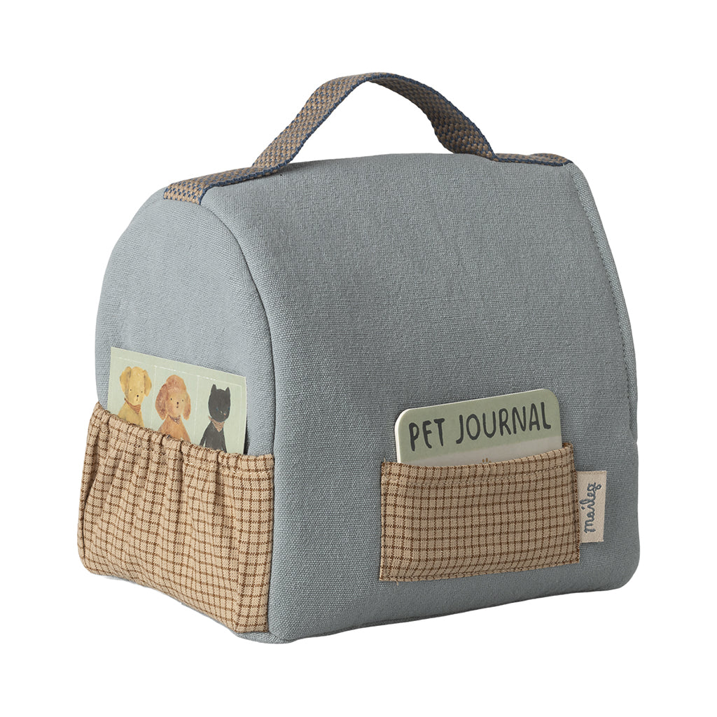 Maileg kæledyrtaske, lille, til plys hundehvalp - Blå