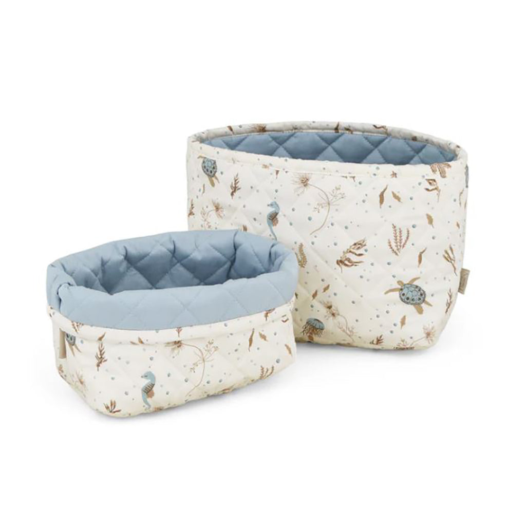 Cam Cam quiltet opbevaringskurv i stof, sæt m. 2 str. - Sea garden