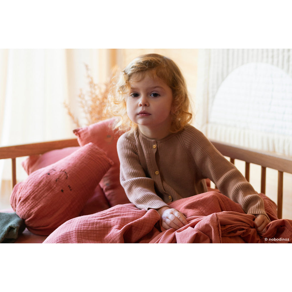 Nobodinoz babytæppe, Wabi Sabi double muslin, 65 x 100 cm - Rosewood