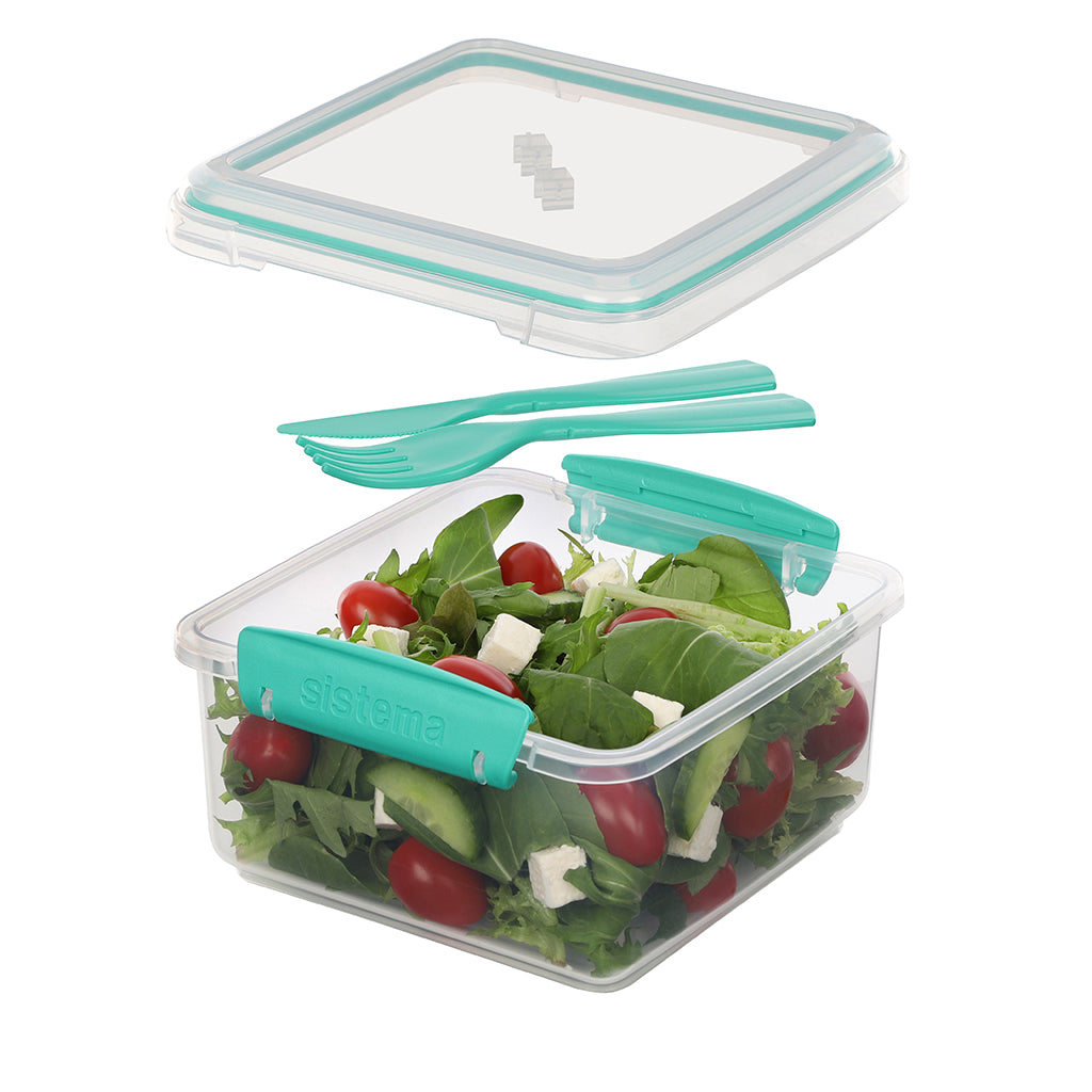 Sistema Lunch plus madkasse m. 1 rum og bestik, 1.2L - Minty teal