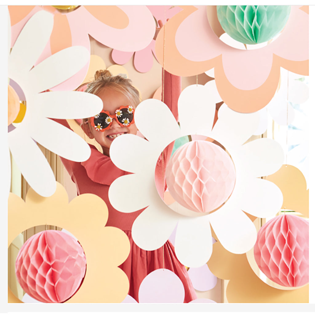 Meri Meri Paptallerkener, Happy face flowers - 8 stk.