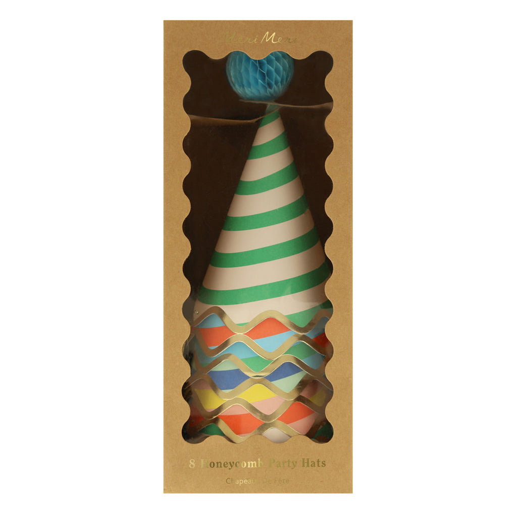 Meri Meri festhatte, Stripe party hats - 8 stk.