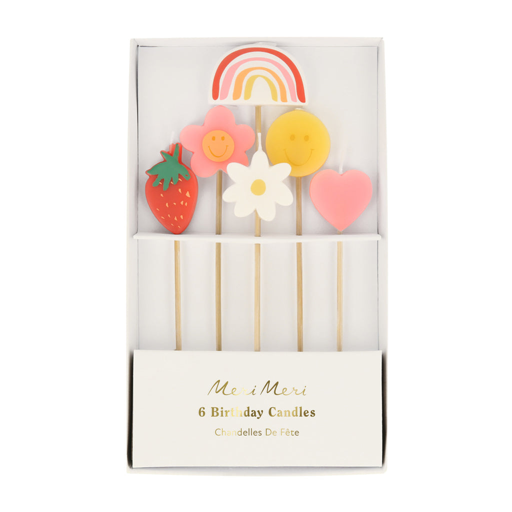 Meri Meri kagelys, Happy face icon - 6 stk