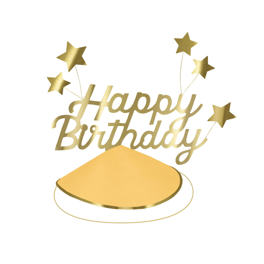 Meri Meri festhatte, Happy Birthday & foil start party hats - 6 stk