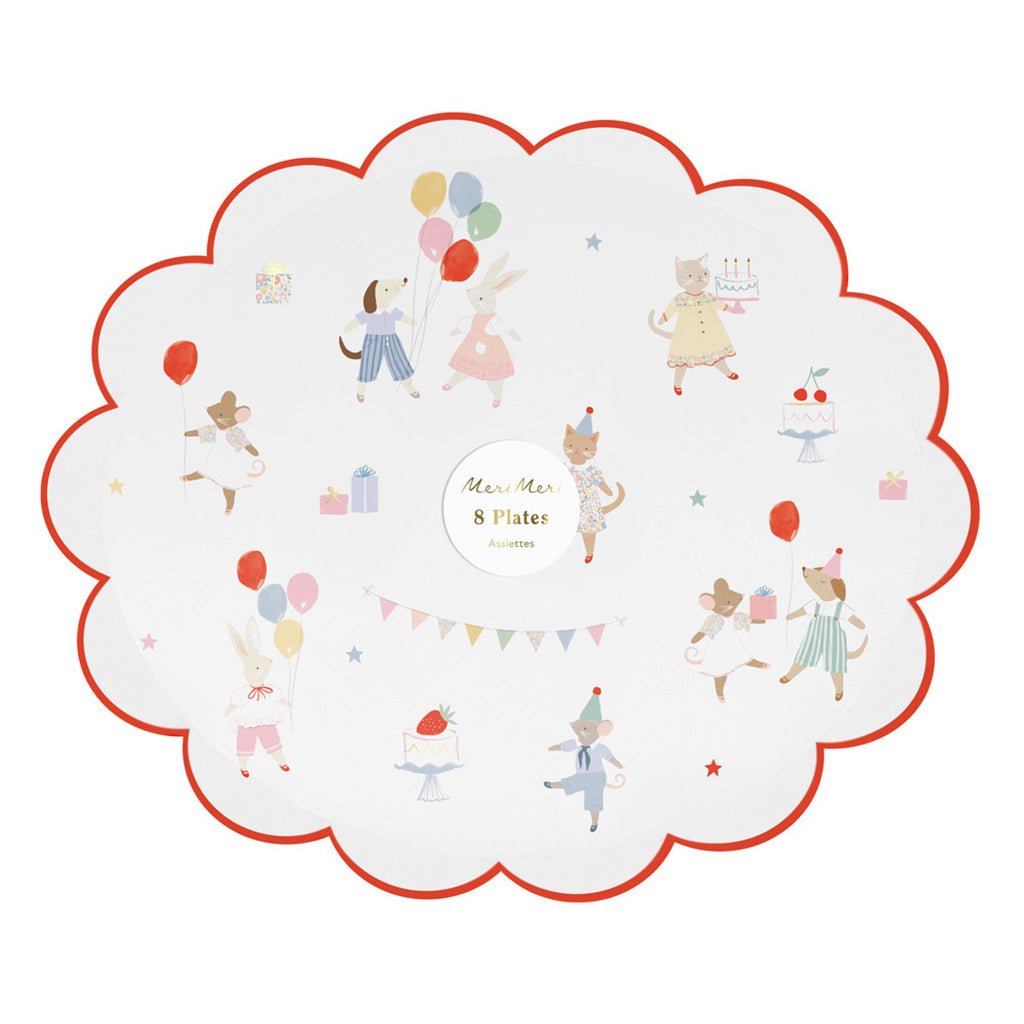 Meri Meri Paptallerkener, Str. L, Animal friends - 8 stk