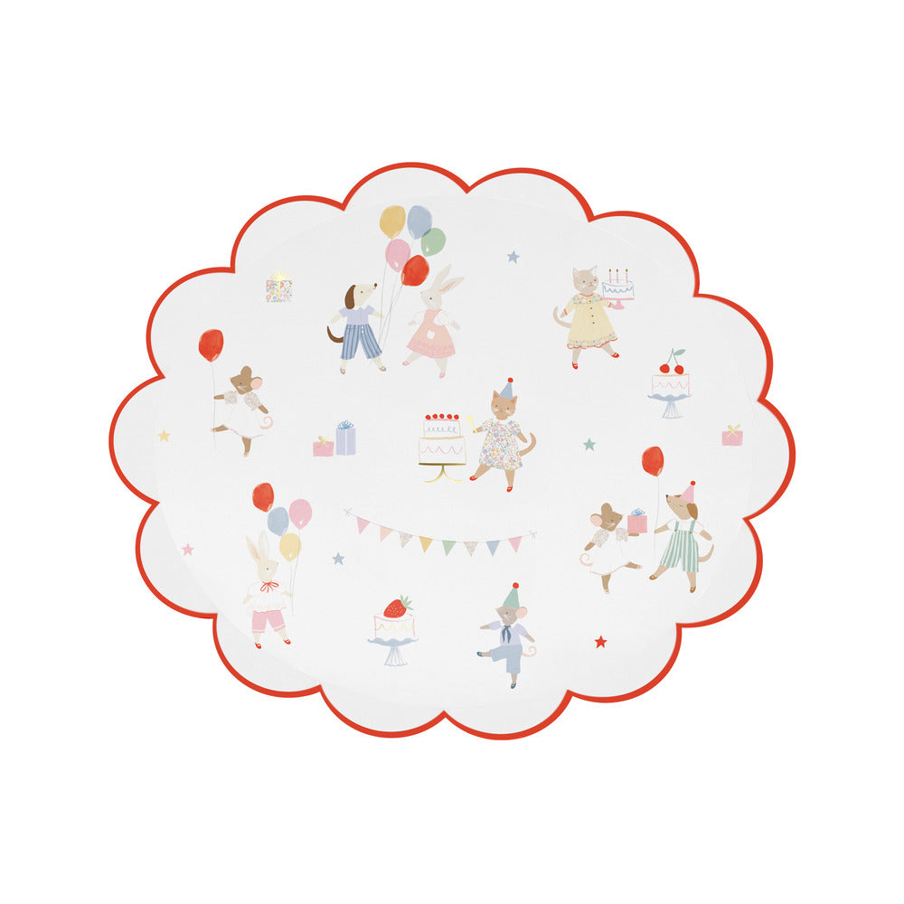 Meri Meri Paptallerkener, Str. S, Animal friends - 8 stk