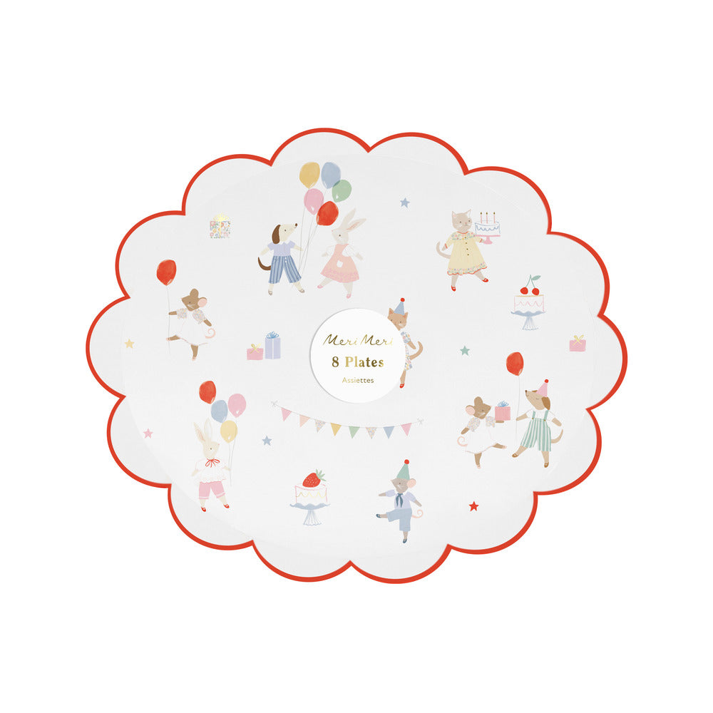 Meri Meri Paptallerkener, Str. S, Animal friends - 8 stk