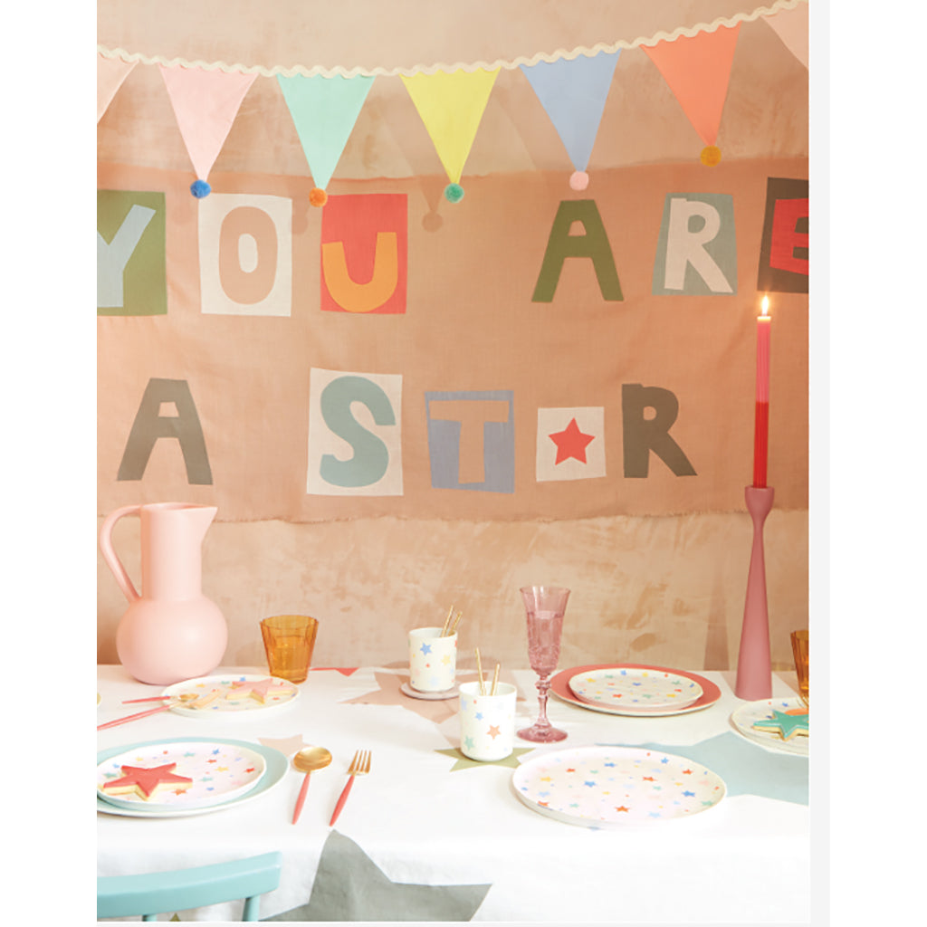 Meri Meri guirlande, Pastel flagkæde m. små pomponer 1.8 meter