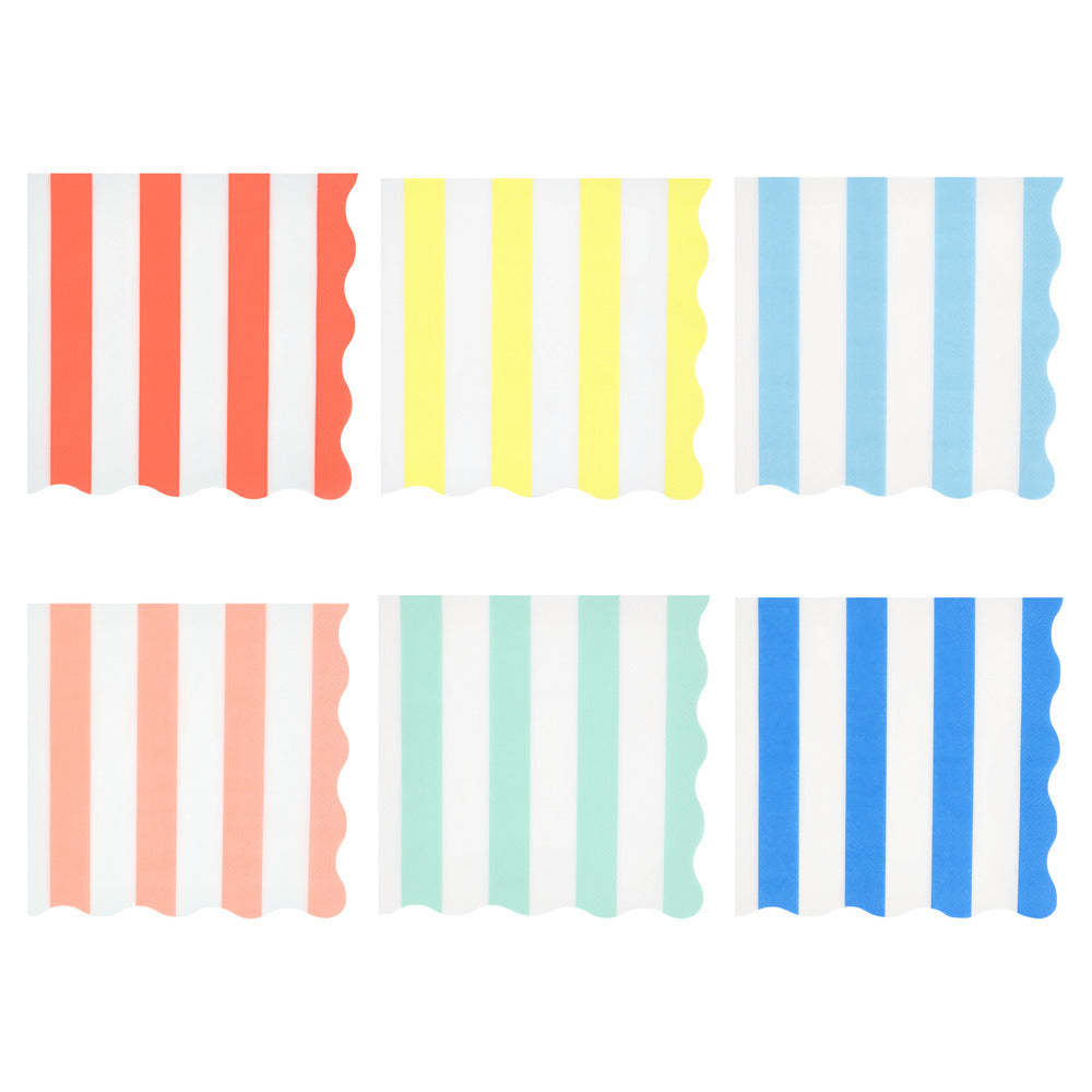 Meri Meri servietter, Beach Striped str. L - 16. stk.