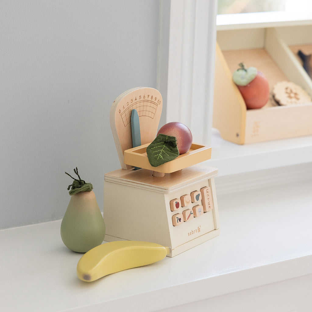 Sebra Købmandsvægt i træ