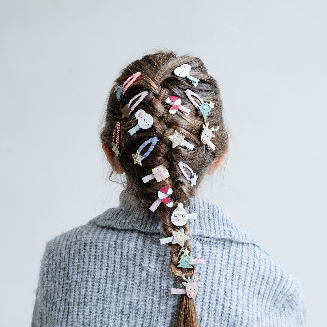 Mimi & Lula hårclips, 8 stk. - Mini Santa Christmas