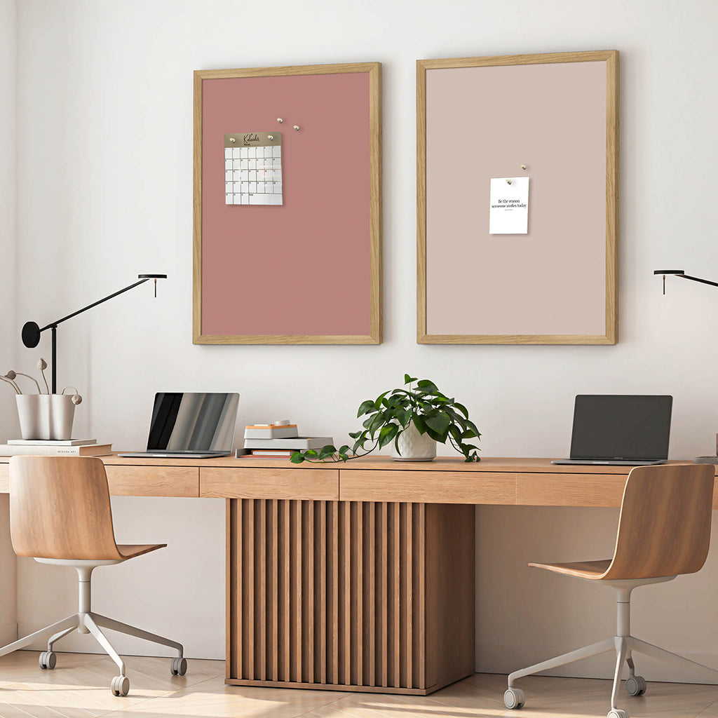 Opslagstavle m. egetræsramme, Dusty Rose - 62 x 42 cm