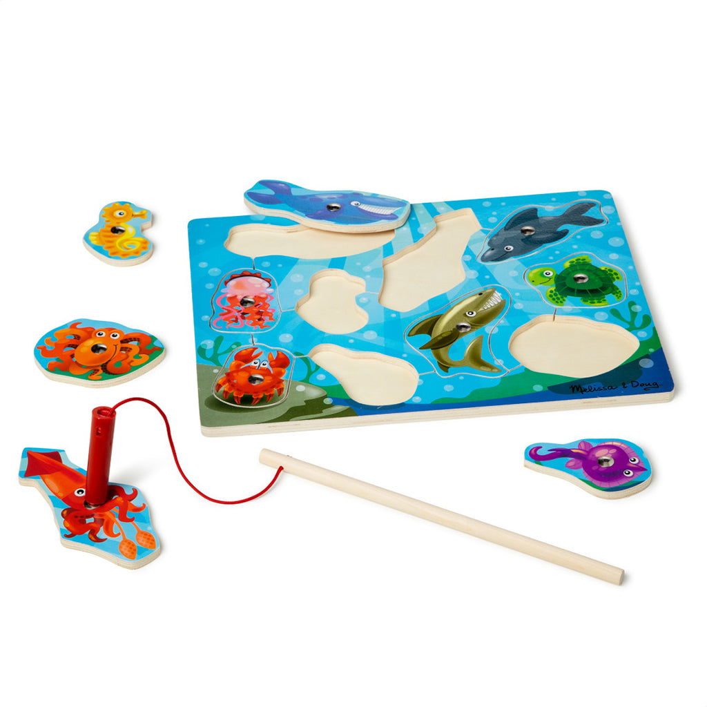 Melissa & Doug Magnetisk træpuslespil med fiskestang, 10 brikker