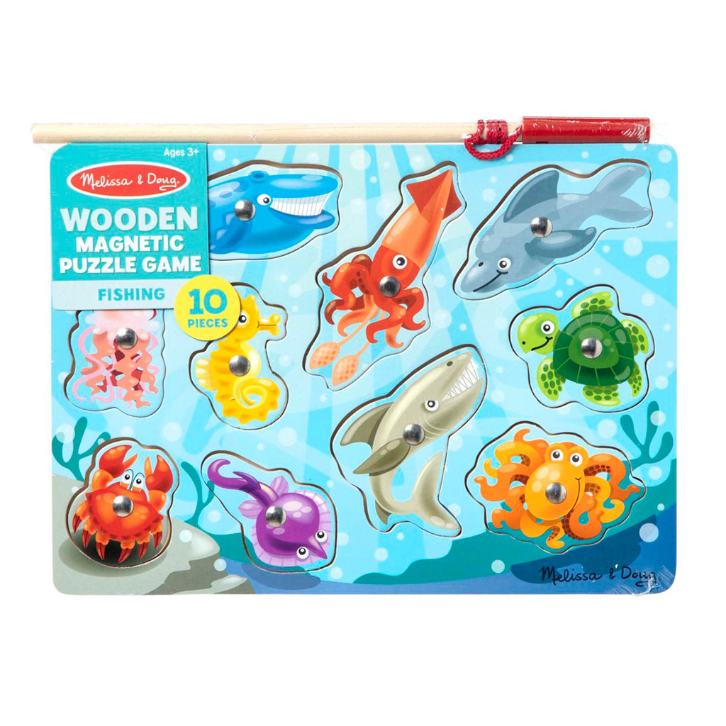 Melissa & Doug Magnetisk træpuslespil med fiskestang, 10 brikker