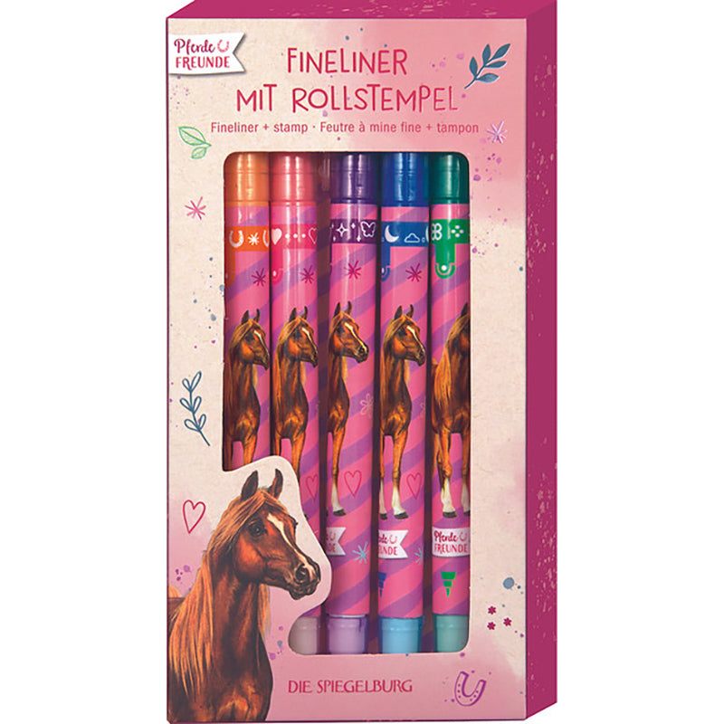 Spiegelburg fineliner med rullestempel, 5 stk., Hestevenner