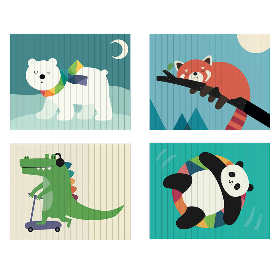 Vilac Agamografisk puslespil m. 20 brk, 4-dimensionelt design - Dyr