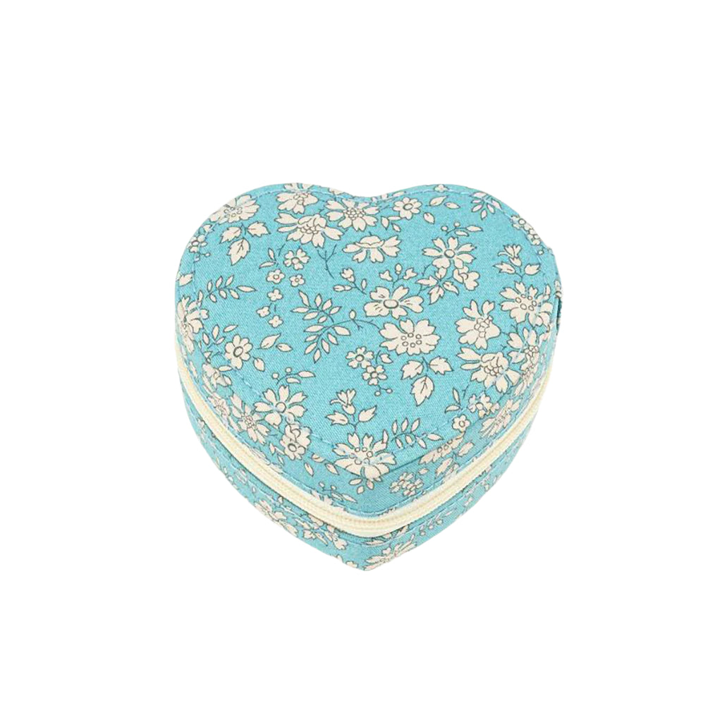 Bon Dep smykkeskrin m. Liberty print, heart - Capel soft teal