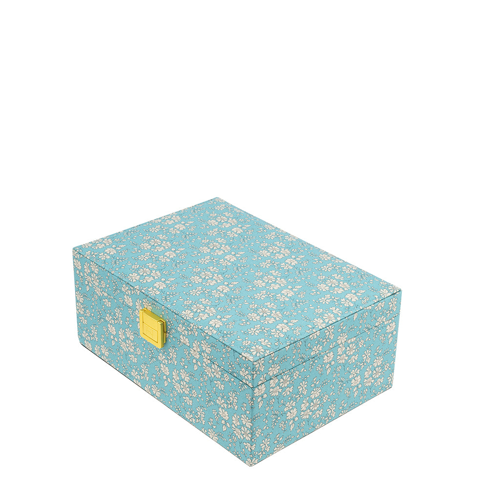 Bon Dep smykkeskrin m. Liberty print, Square - Capel soft teal