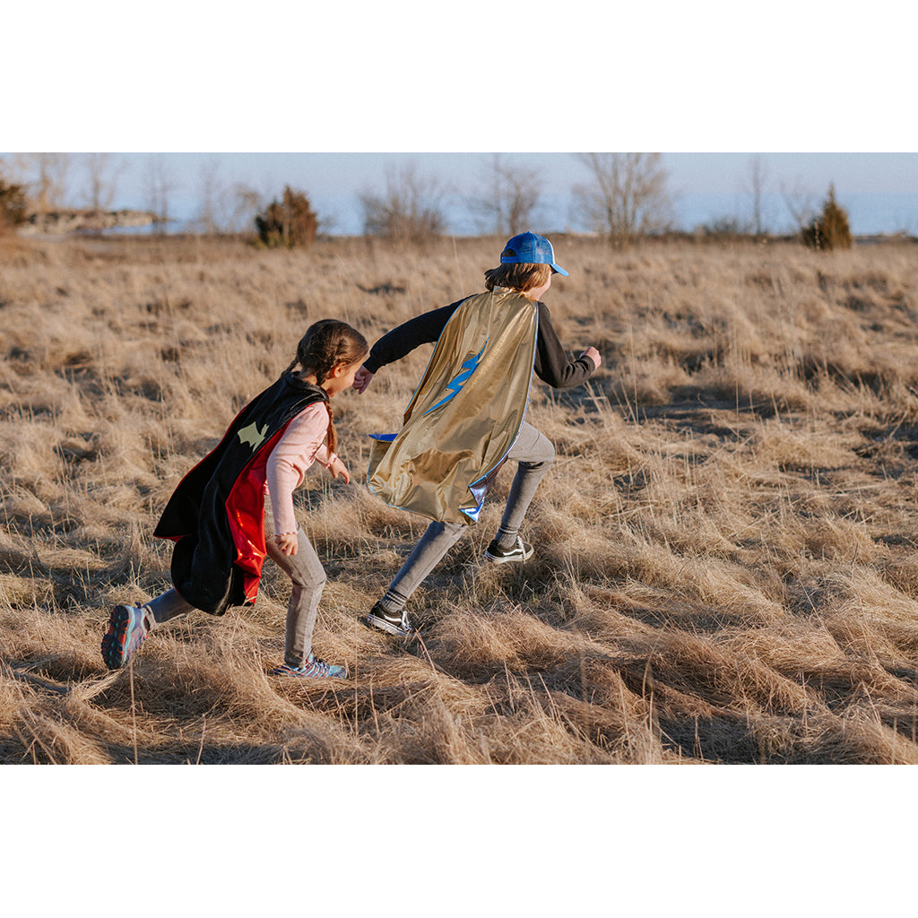 Great Pretenders Superhelt kappe, Blue Lightning, vendbar - str. 5-6 år