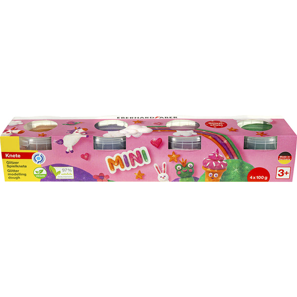 FaberCastell EFA Vegan modellervoks, 4 x 100 g 4 glitter farver