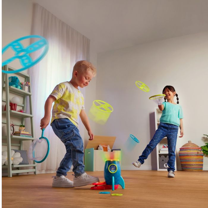 B Toys Raket med affyring, grib skiver m ketcher
