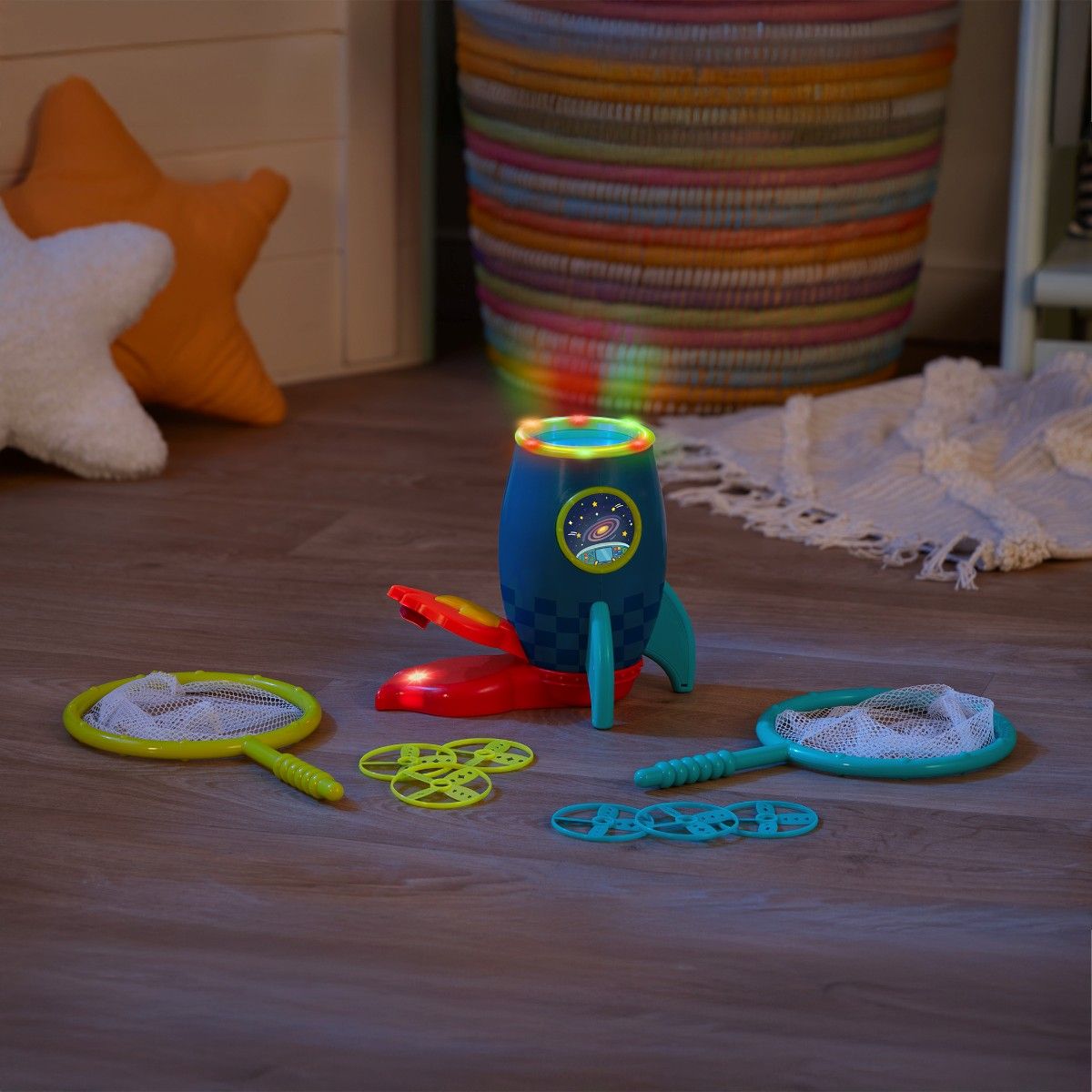 B Toys Raket med affyring, grib skiver m ketcher