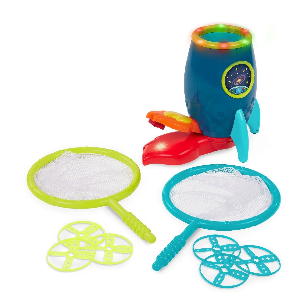 B Toys Raket med affyring, grib skiver m ketcher