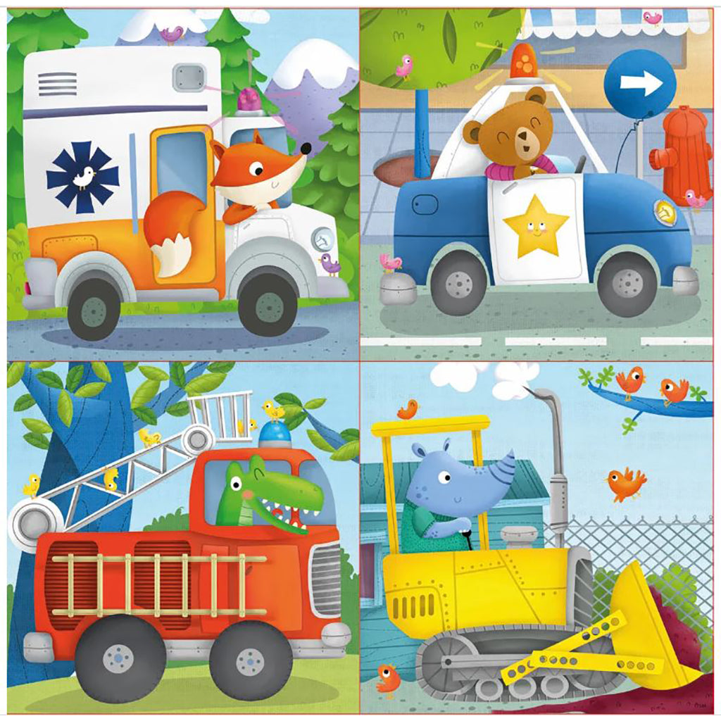 Educa puslespil, 4 puslespil, Redningspatrulje - 6, 9, 12 og 16 brikker