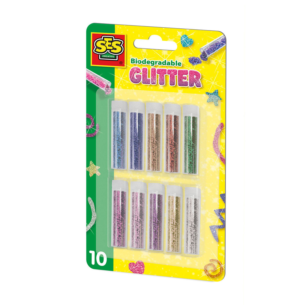 SES Creative, Bionedbrydeligt glitter - 10 farver
