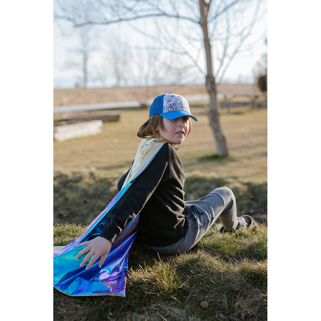 Great Pretenders Superhelt kappe, Blue Lightning, vendbar - str. 5-6 år