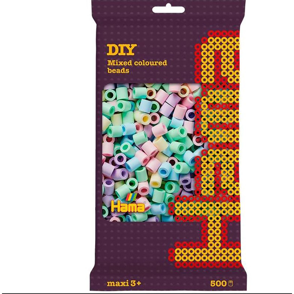 Hama Maxi perler, poser med blandede pastelfarver, 500 stk