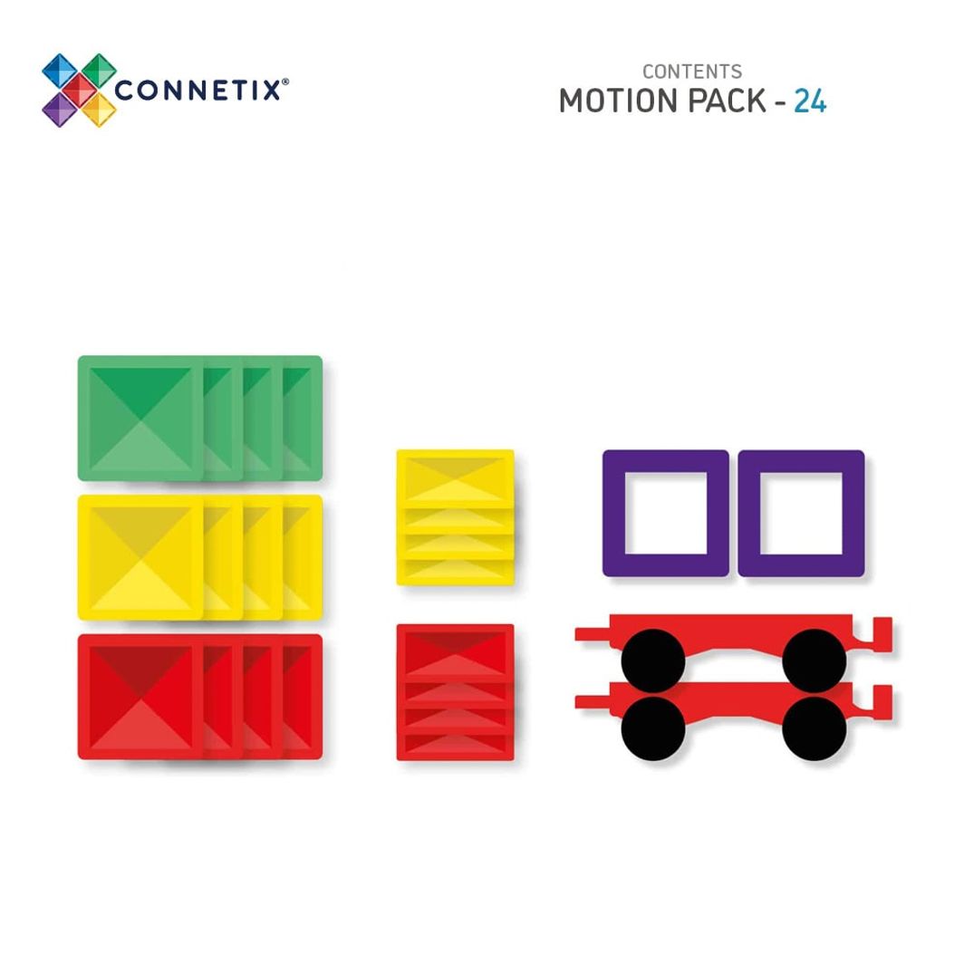 Connetix Motion Pack, Magnetisk byggesæt m. 24 dele - Rainbow