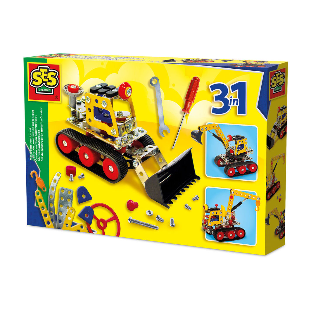 SES Creative Byggesæt, Arbejdskøretøjer 3i1 - metal