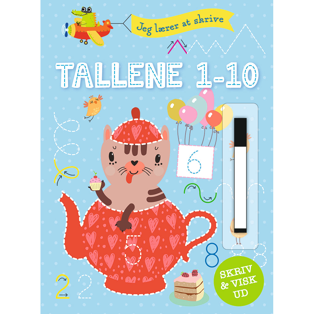 Jeg lærer at skrive tal, Skriv og visk ud - Tallene 1-10