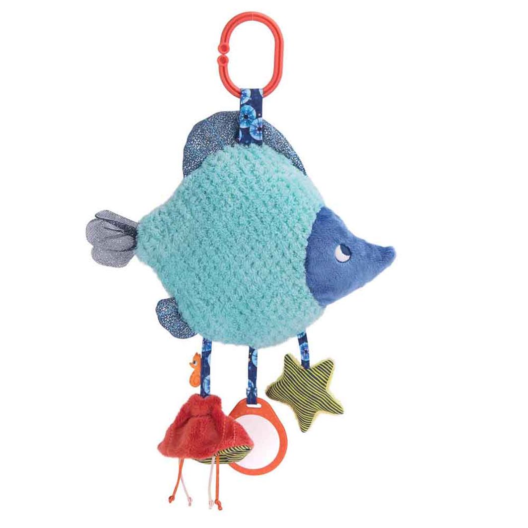 Moulin Roty aktivitetstøjdyr, blå fisk - 40 cm